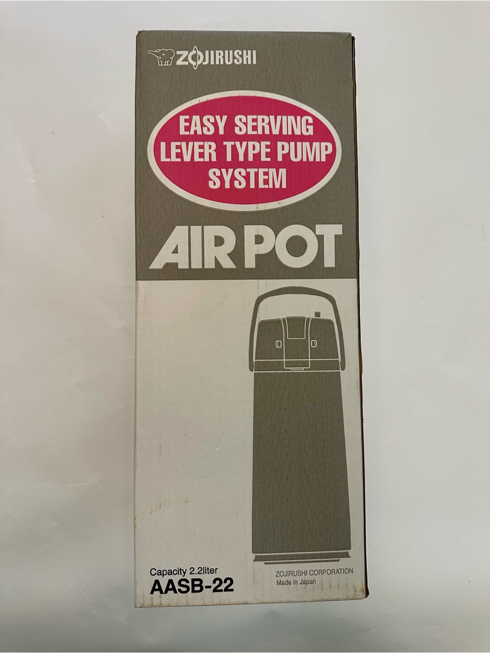 Zojirushi Gray Air Pot AASB-22 - Lever Type Pump